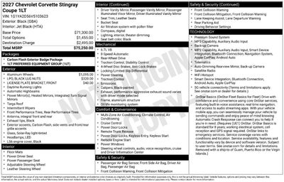 2027 Chevrolet Corvette Stingray 1LT