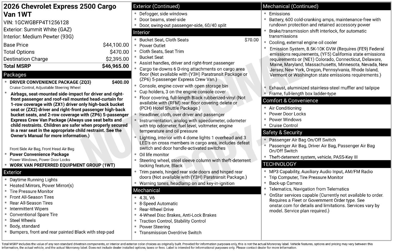 2026 Chevrolet Express Cargo WT