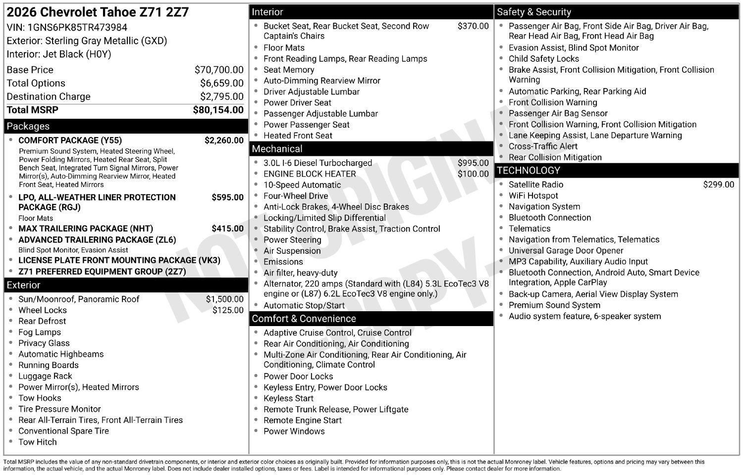2026 Chevrolet Tahoe Z71