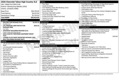 2026 Chevrolet Tahoe High Country