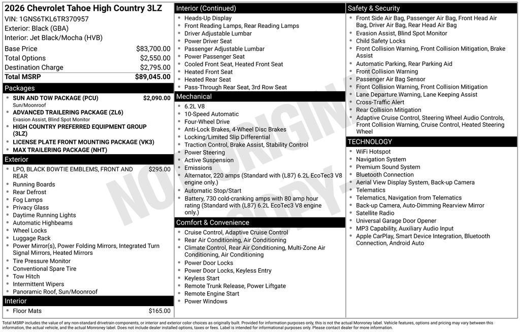 2026 Chevrolet Tahoe High Country