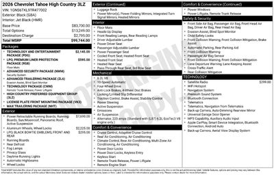 2026 Chevrolet Tahoe High Country