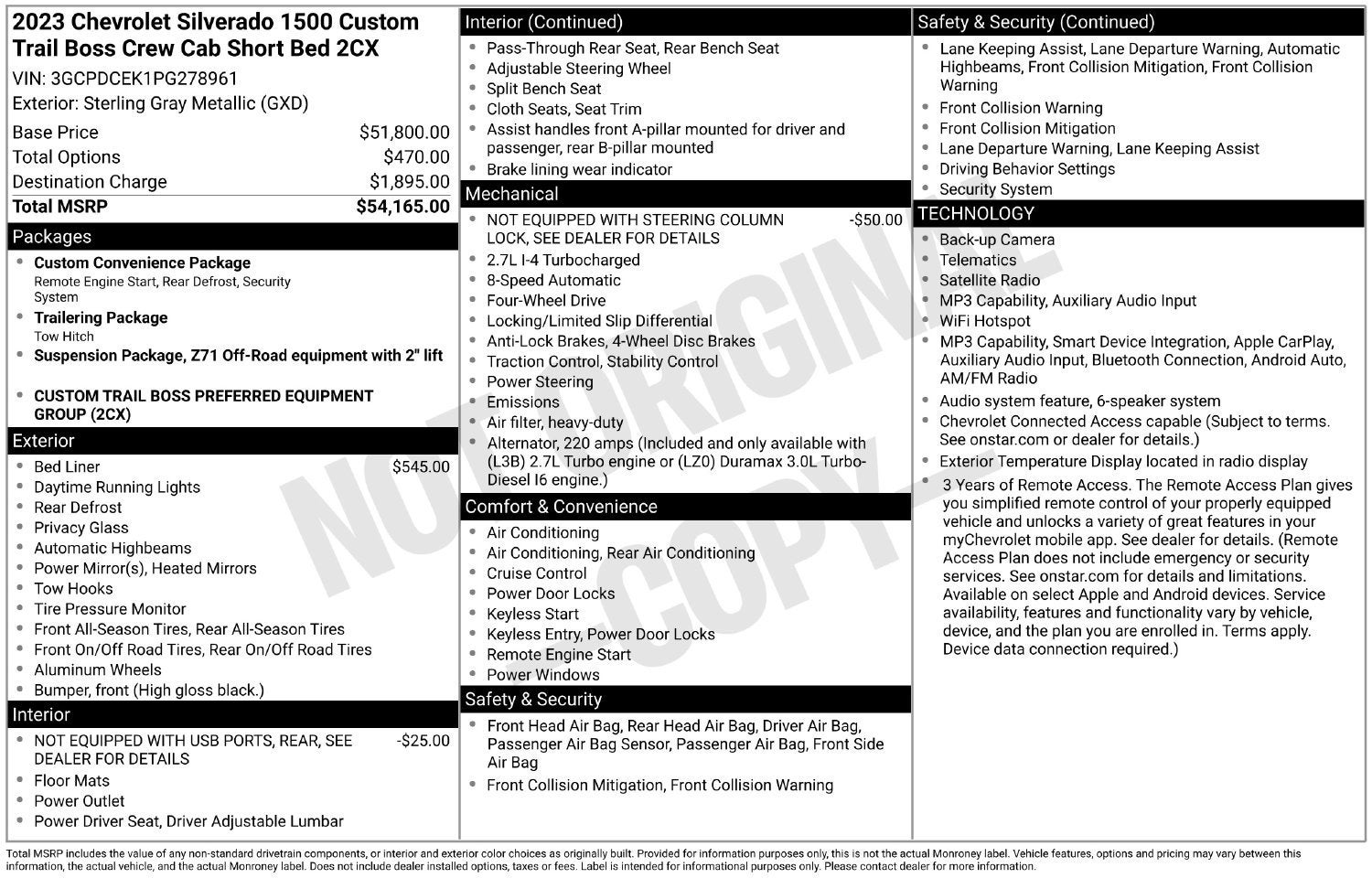 2023 Chevrolet Silverado 1500 Custom Trail Boss